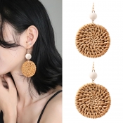 Lovely Fashion Grass Weaved Brown Alloy Earring