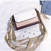 Lovely Casual Patchwork Wine Red PU Messenger
