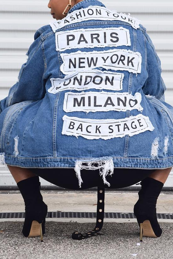

Lovely Casual Long Sleeves Baby Blue Denim Coat