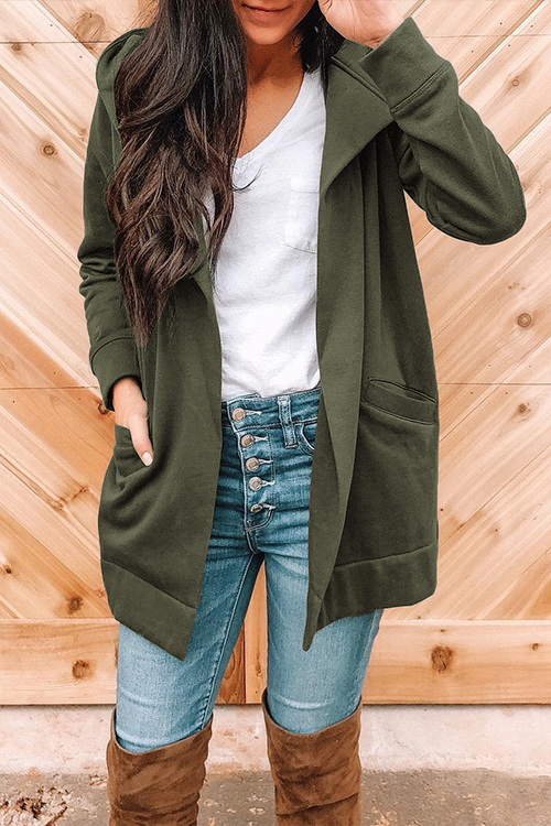 

Lovely Casual Long Sleeves Army Green Cotton Blends Hoodies