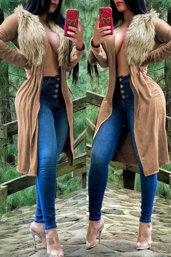 

Lovely Casual Long Sleeves Brown Jacket