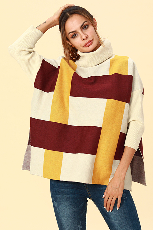 

Lovely Chic Turtleneck Slit Yellow Acrylic Sweaters