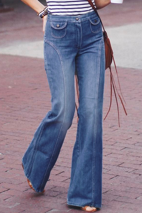 

Lovely Casual Blue Denim Horn Jeans