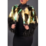 Lovely Fashion Patchwork Colorful Faux Fur Coat