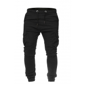 Lovely Casual Pockets Black Cotton Blends Pants