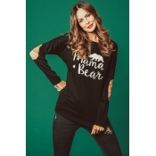 Lovely Casual Letters Printed Black Modal T-shirt