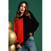 Lovely Casual Color Lump Patchwork Red Cotton Hood