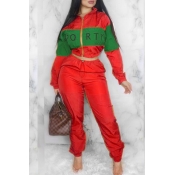 Lovely Trendy Patchwork Red Two-piece Pants Set