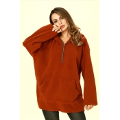 Lovely Casual Hooded Collar Brown Hoodies
