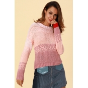 Lovely Casual Gradual Change Pink Sweaters
