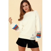 Lovely Chic Patchwork Loose White Cotton Sweaters
