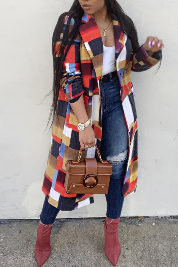 Lovely Trendy Patchwork Red Trench Coats_Coat&Jacket_Outwear&Coats