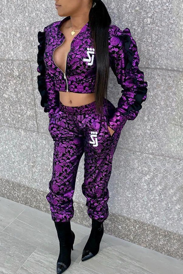 patchwork pants two piece outfits