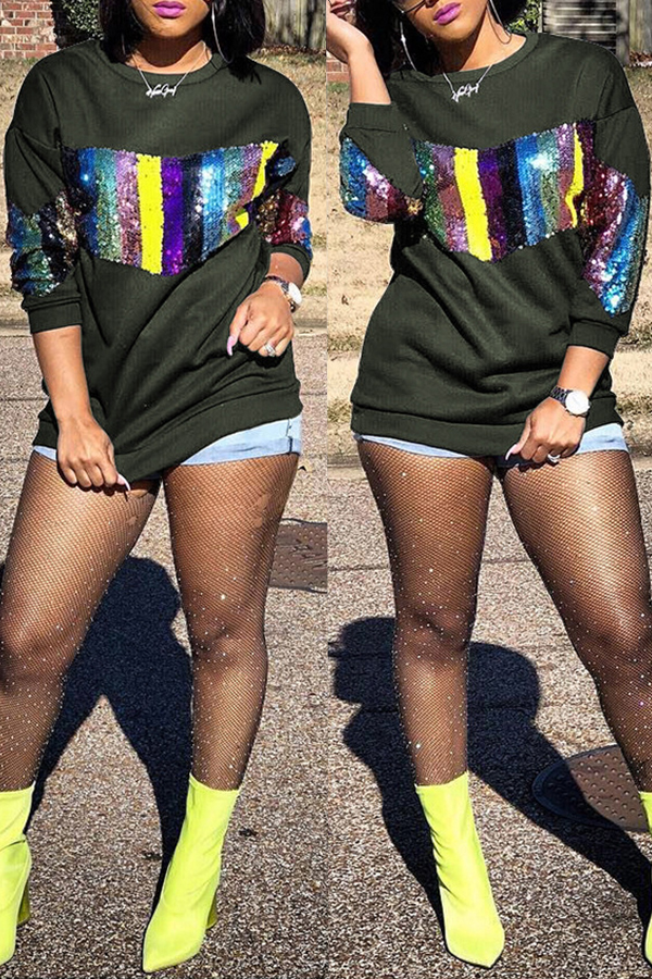 

Lovely Trendy Patchwork Army Green Hoodies