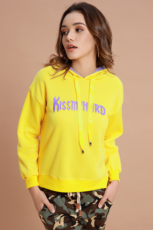 

Lovely Trendy Hooded Collar Yellow Blending Hoodies