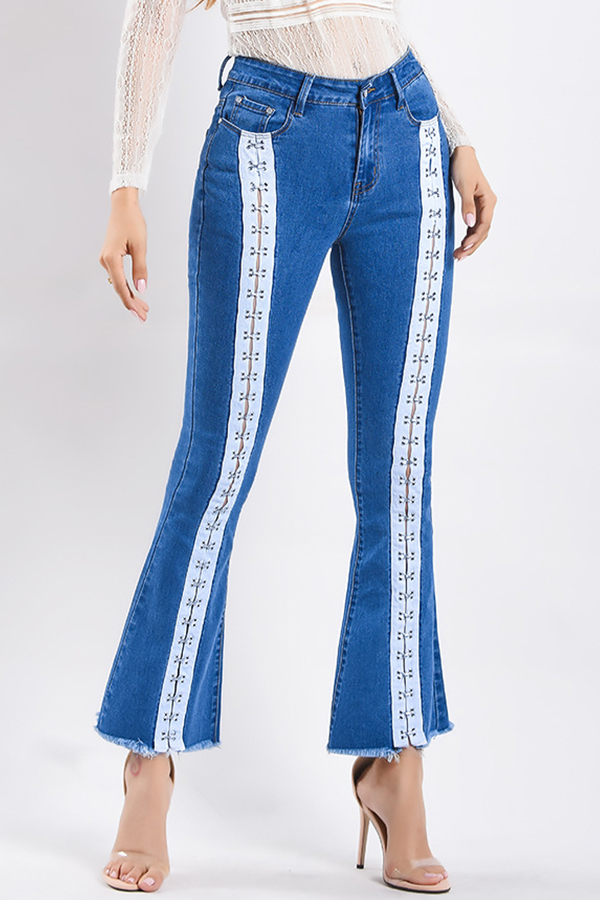 

Lovely Trendy Patchwork Blue Jeans
