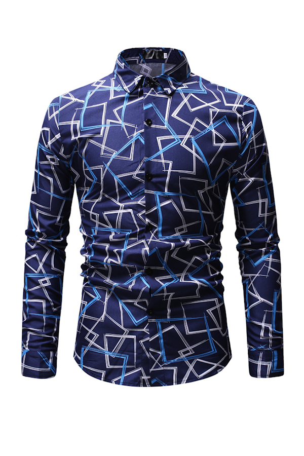 

Lovely Trendy Printed Blue Cotton Blends Shirt