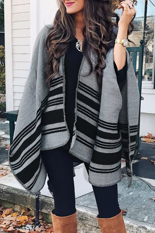 

Lovely Casual Patchwork Grey Cardigan Sweaters
