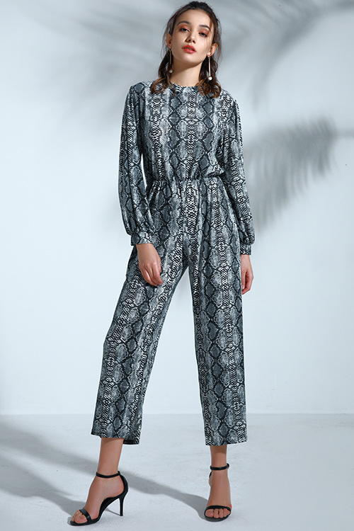 

Lovely Casual Snakeskin Printed Knitting One-piece Jumpsuit, Cobra