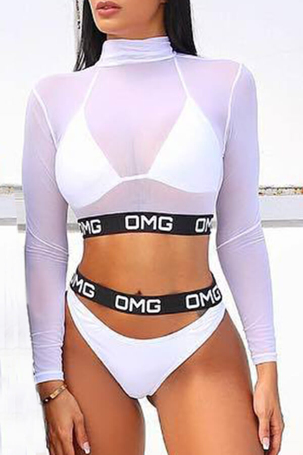 

Lovely Sexy Hollowed-out White Two-piece Swimwear(With Bra