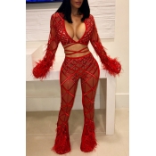 Lovely Trendy See-through Red Blending Two-piece P