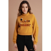 Lovely Chic Letters Printed Yellow Hoodies