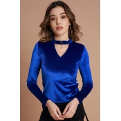 Lovely Casual Hollowed-out Royal Blue Base Layers