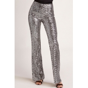 Lovely Trendy Loose Silver Sequined Pants