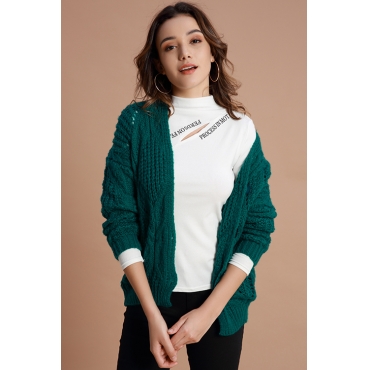 Lovely Casual Hollowed-out Green Cardigan Sweaters