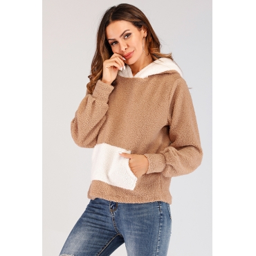 Lovely Trendy Hooded Collar Khaki Hoodies