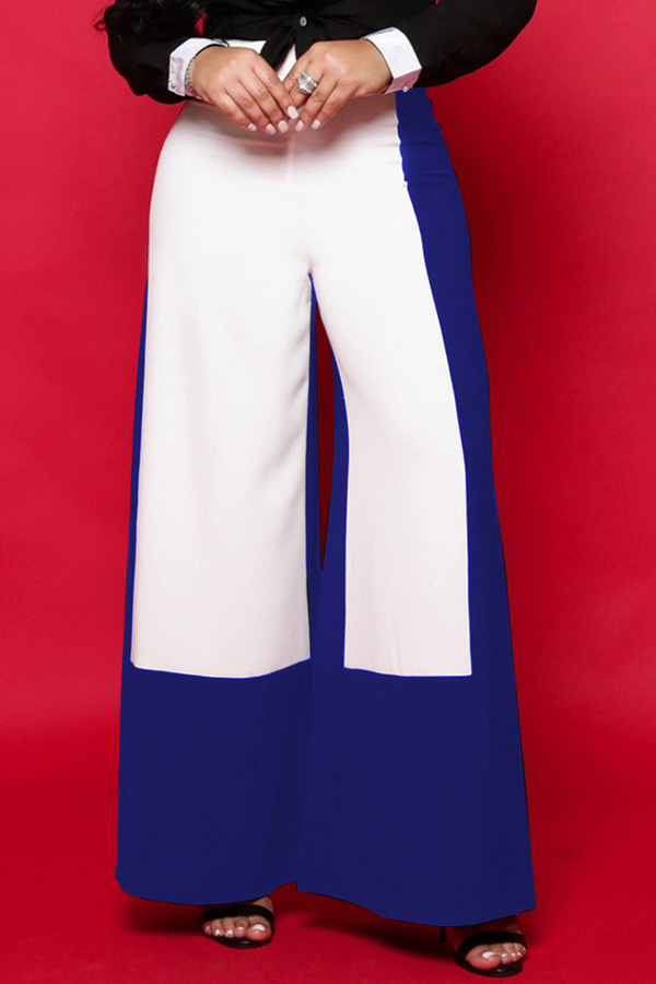 

Lovely Elegant Patchwork Loose Blue Pants