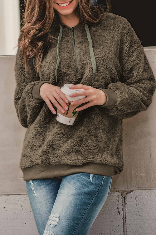 

Lovely Casual Hooded Collar Long Sleeves Light Coffee Blending Hoodies