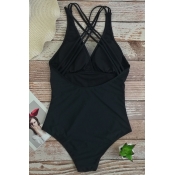 Lovely Sexy Backless Black One-piece Swimwears
