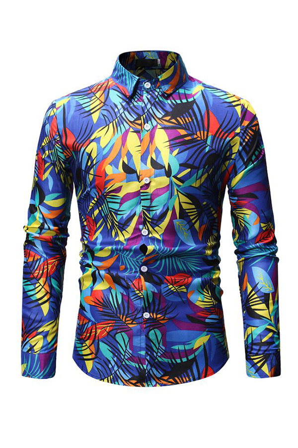 

Lovely Casual Printed Blue Cotton Shirts