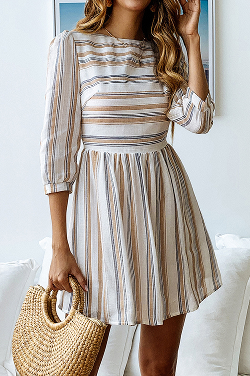 

Lovely Trendy Striped Yellow Mini Dress