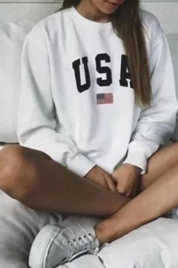 

Lovely Casual Letters Printed White Cotton Sweatshirt