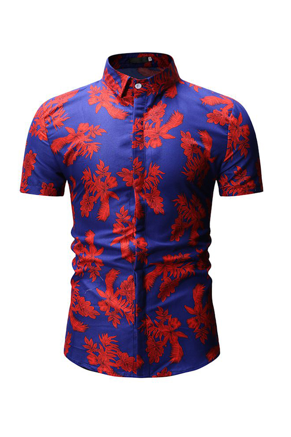 

Lovely Trendy Floral Printed Blue Cotton Shirts