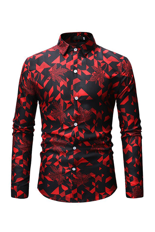 

Lovely Casual Printed Red Cotton Shirts
