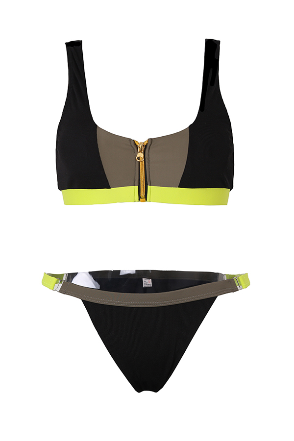 

Lovely Sexy Patchwork Black Bikinis