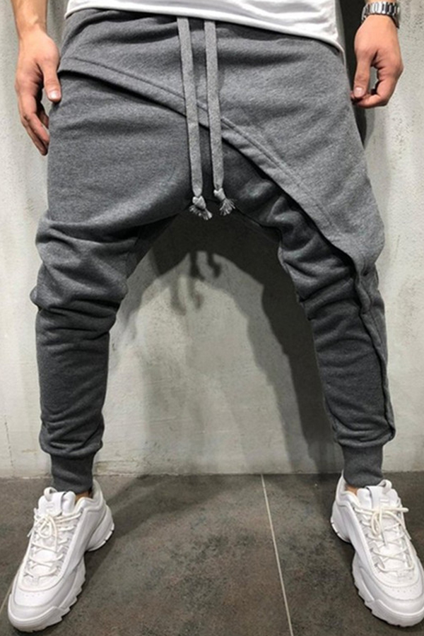 

Lovely Casual Drawstring Harlan Grey Cotton Pants