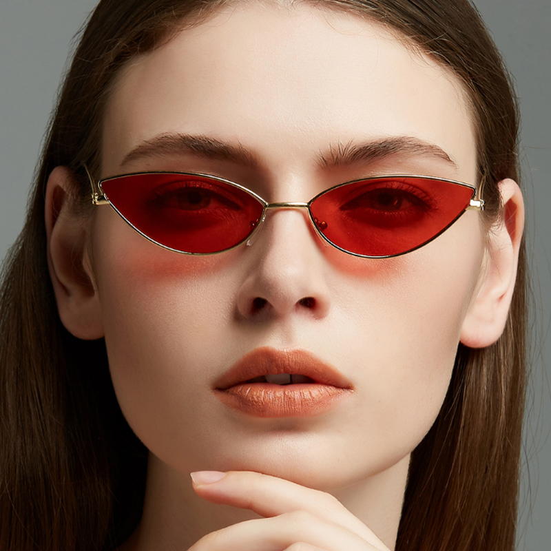 

Lovely Chic Cat s Eye Frame Design Red Metal Sunglasses