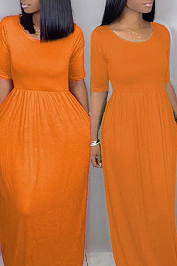 

Lovely Casual Loose Jacinth Blending Floor Length Dress