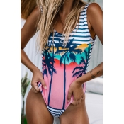Lovely Trendy Floral Printed White One-piece Swimw