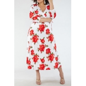 Lovely Casual Floral White Ankle Length Dress
