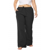 Lovely Casual Loose Black Cotton Blends Pants