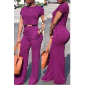 Lovely Casual Loose Purple Qmilch Two-piece Pants 