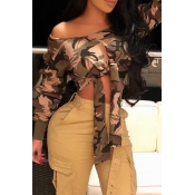 Lovely Casual Camouflage Printed Blouses
