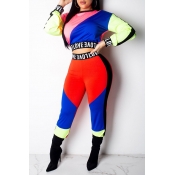 Lovely Casual Patchwork Multicolor Two-piece Pants