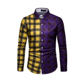 Lovely Casual Patchwork Purple Shirt