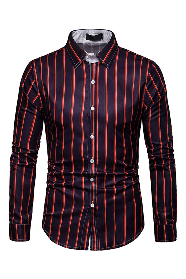 

Lovely Work Striped Red Navy Blue Shirt